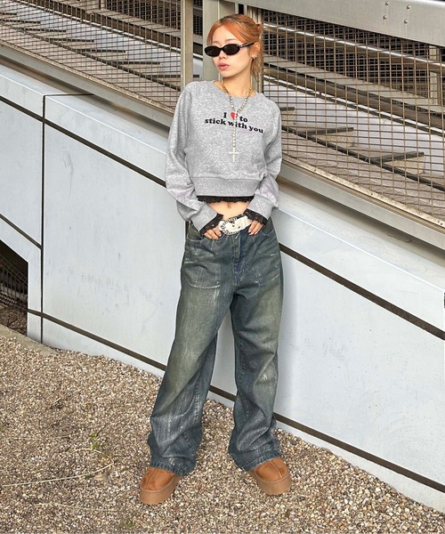 「sedacle girl」 スウェットカットソー FREE ブラック レディース_画像8