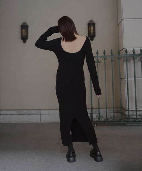 「Mili affinity」 ニットワンピース FREE ブラック レディース_画像6