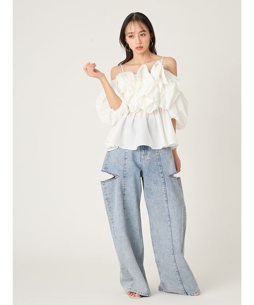 FRAY I.D フラワーライクフリルペプラムブラウス FRAY I.D（フレイ・アイディー） トップス 26春夏 フラワーライク