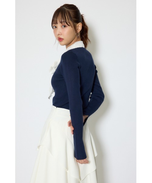 rienda（リエンダ） ニット セーター コットンレースリボンニット