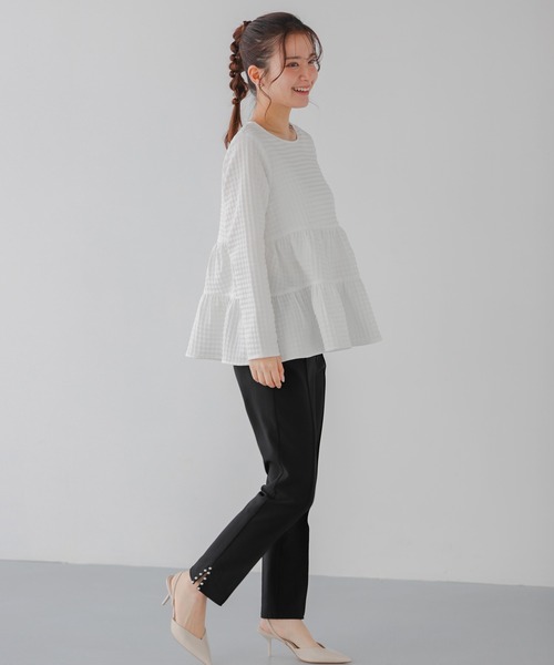 「Fit more」 スラックス S ネイビー レディースの画像