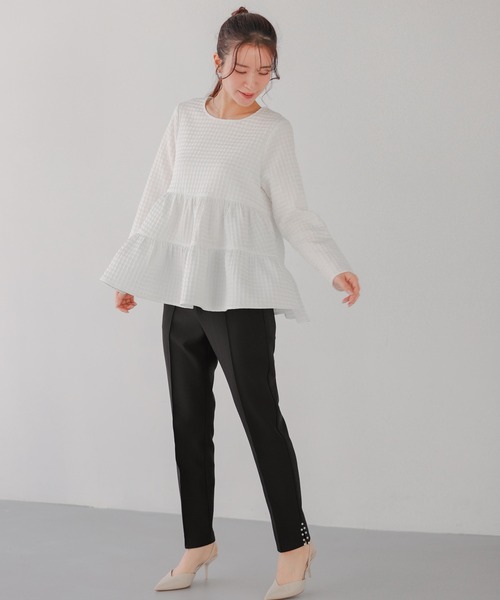「Fit more」 スラックス S ネイビー レディースの画像
