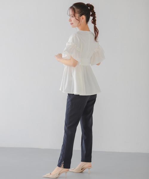 「Fit more」 スラックス S ネイビー レディースの画像