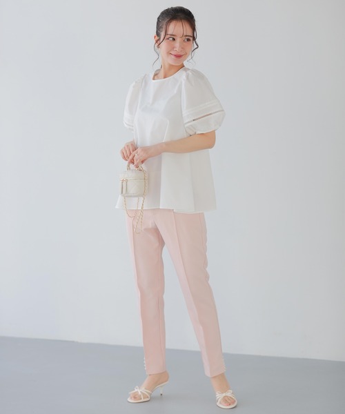 「Fit more」 スラックス S ネイビー レディースの画像