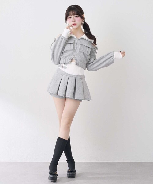 スカート Belle Charme Side Belt Pleats Skirt OLIVE des OLIVE（オリーブデオリーブ） スカート 「Belle Charme