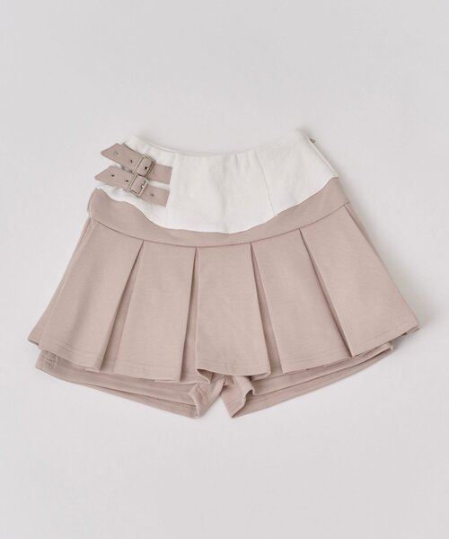 Belle Charme スカート 「Belle Charme」Side Belt Pleats Rib Skirt