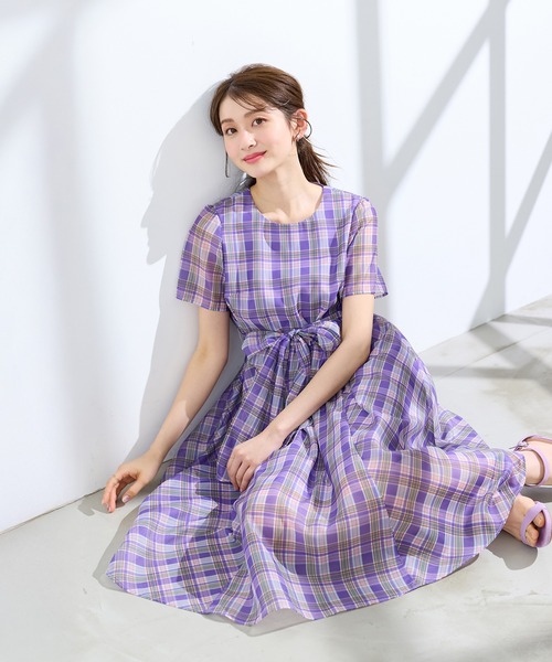 Rose Tiara（ローズティアラ） ワンピース 半袖 マドラスチェック風