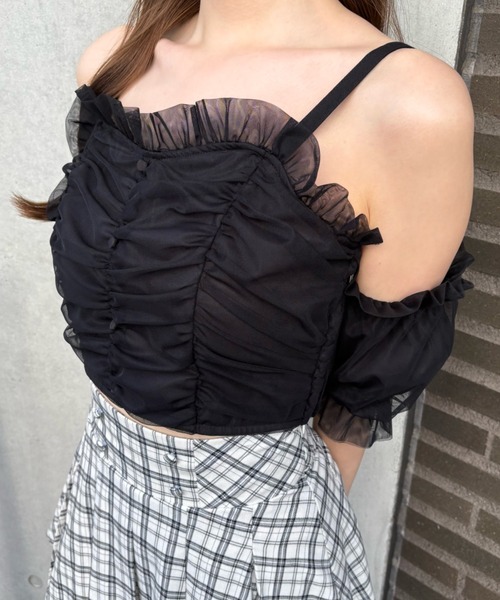 LAFARY（ラファリー） オフショルチュールトップス レディース