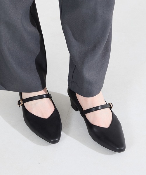 【美品 メタル装飾】トーガプルラ パンプス レザー アンクルストラップ ブラック ORiental TRaffic（オリエンタルトラフィック） パンプス 歩きやすい