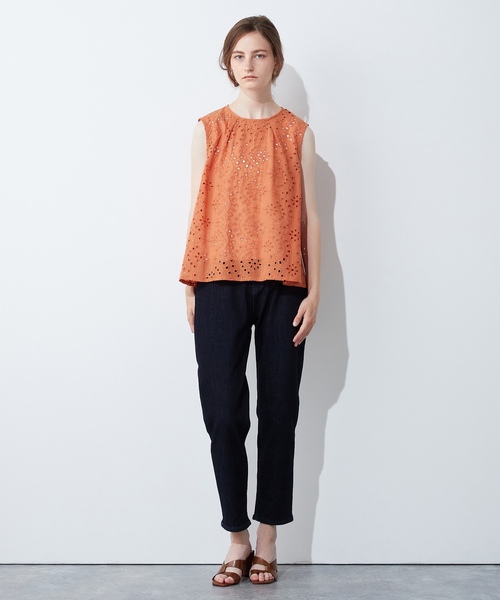 「LE SOUK HOLIDAY」 ノースリーブブラウス M オフホワイト レディース_画像9