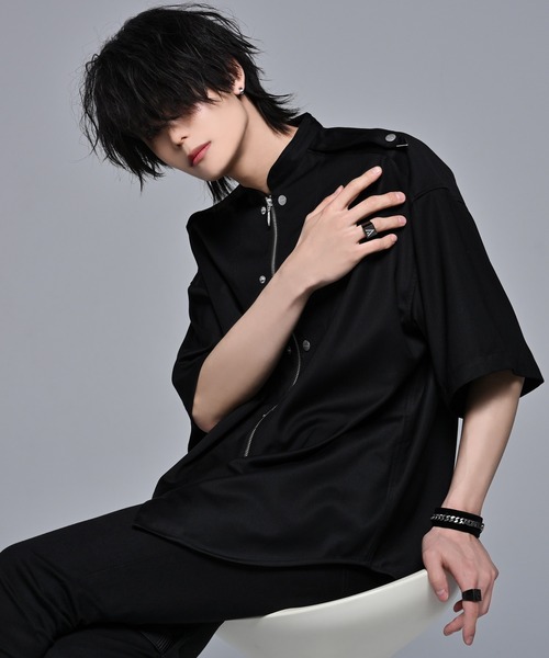 「ADRER」 半袖シャツ SMALL ブラック メンズ_画像8
