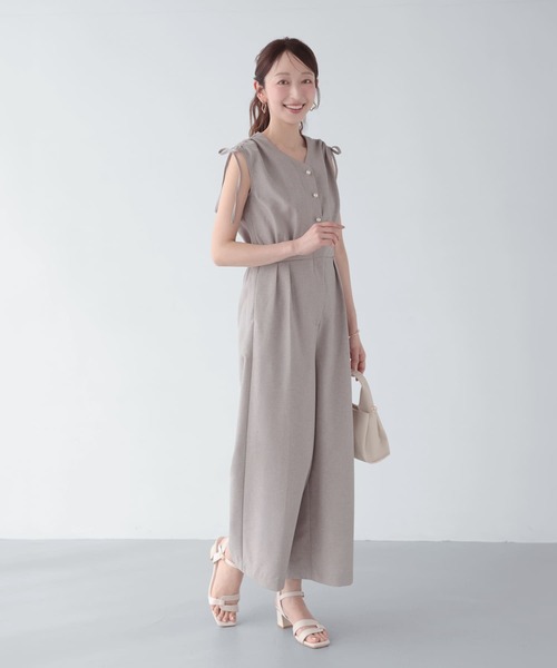 Mirenue サロペット オーバーオール ショルダーシャーリングサロペット