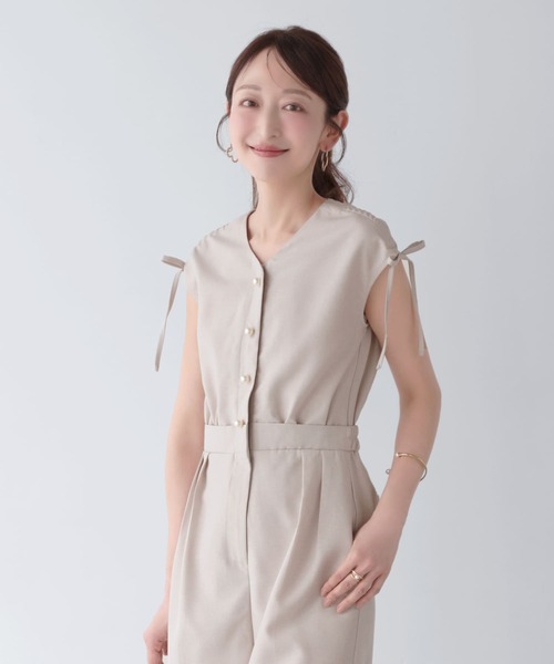 Mirenue サロペット オーバーオール ショルダーシャーリングサロペット