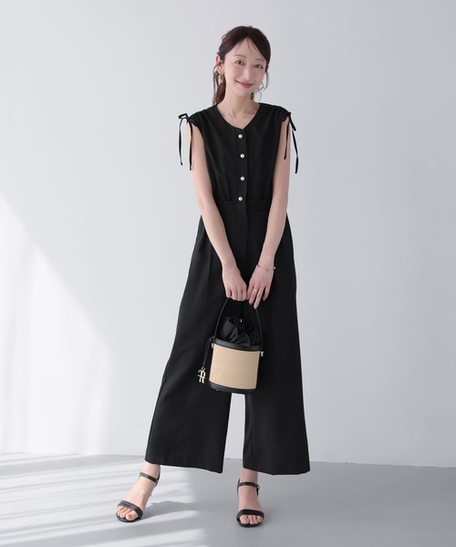 Mirenue サロペット オーバーオール ショルダーシャーリングサロペット