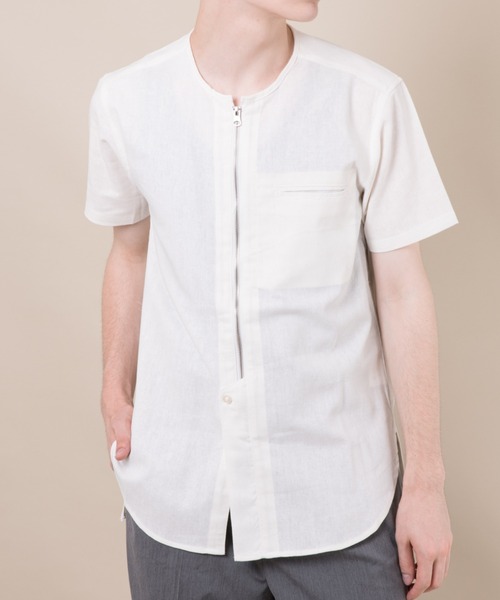 シャツ ブラウス Managrove 綿麻 フロントファスナー前開き 半袖シャツ Zozotown Paypayモール店 通販 Paypayモール