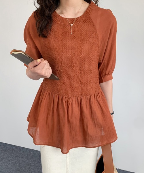 ABITOKYO（アビトーキョー） ブラウス シャツ コットンカットワーク 