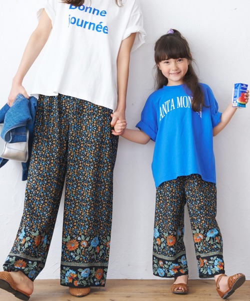 coca（コカ） パンツ キッズ 親子お揃いレトロフラワー柄パンツ