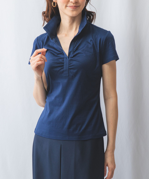 tシャツ 「NARACAMICIE」スタンドカラーフロントギャザーカットソー レディース NARACAMICIE tシャツ 「NARACAMICIE」スタンドカラーフロント
