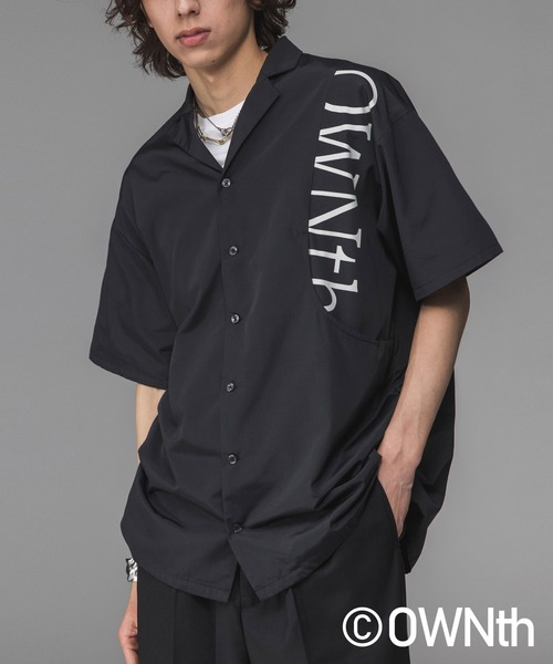 OWNth ブラウス シャツ ロゴ入りオープンカラーシャツ