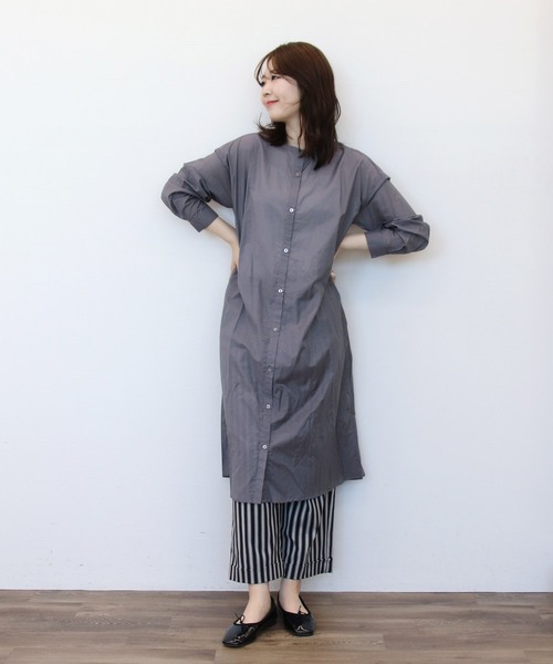 ワンピース yuzu Jines（ジネス） ワンピース バンドカラーシャツワンピース : ZOZOTOWN