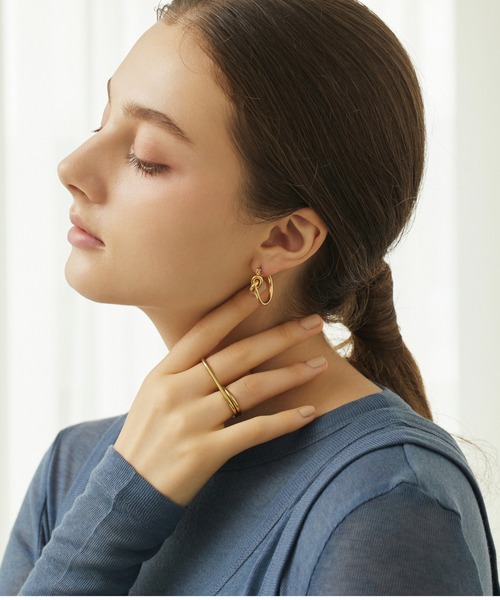 ∞直営買付∞セリーヌク リスタルロゴの華やかフープピアス CENE ピアス 「CENE」セネ/ノットフープピアス レディース