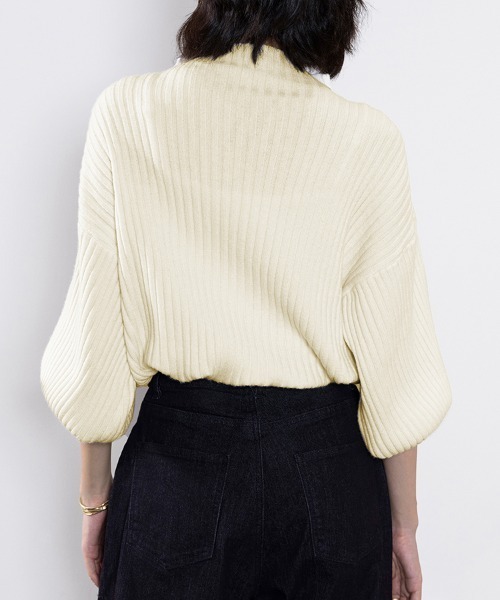 クリーム色 バルーンスリーブ ニットセーター DAYRA ニット セーター バルーンスリーブ オーバールーズ ハイネック