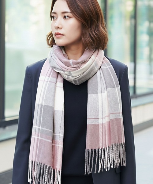 roshell（ロシェル） マフラー 大判ストール チェックマフラー メンズ