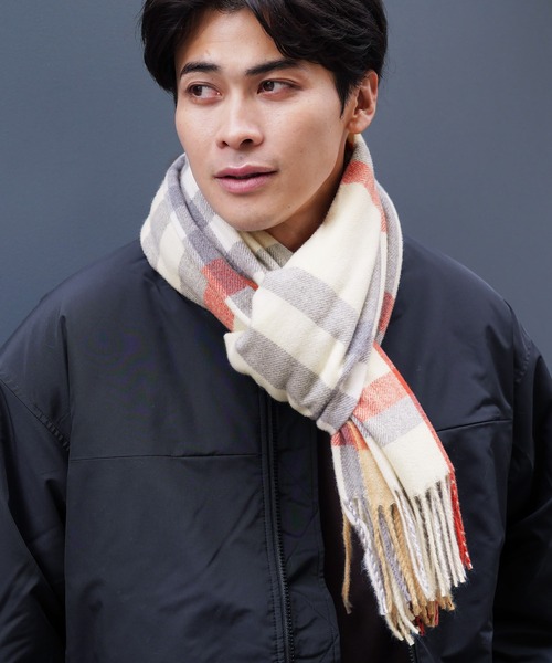 roshell（ロシェル） マフラー 大判ストール チェックマフラー メンズ