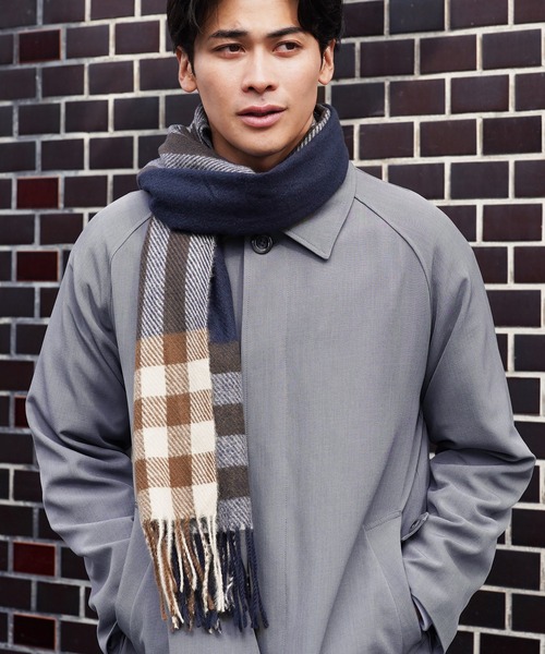 roshell（ロシェル） マフラー 大判ストール チェックマフラー メンズ