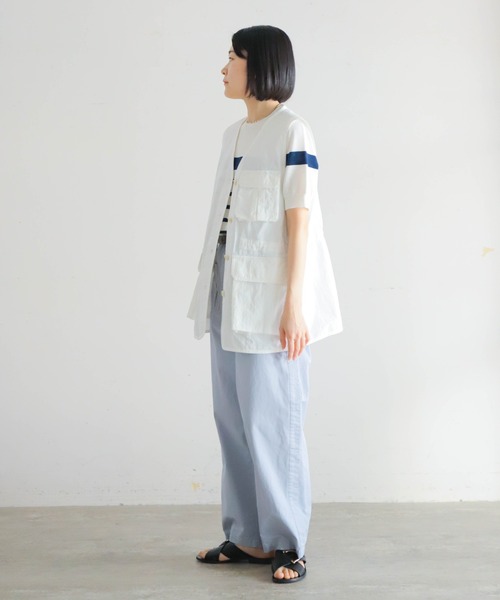 ベスト ジレ 綿ナイロンリップストップ サファリベスト レディース