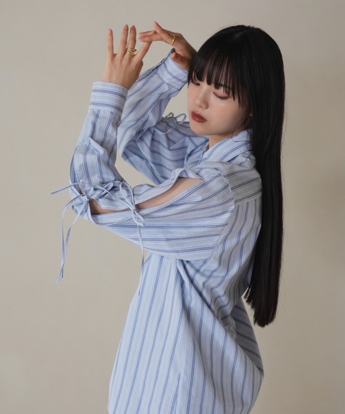 ◇美品◇ブラスブラン◇コルトレイクリネンストライプ七分袖ブラウス