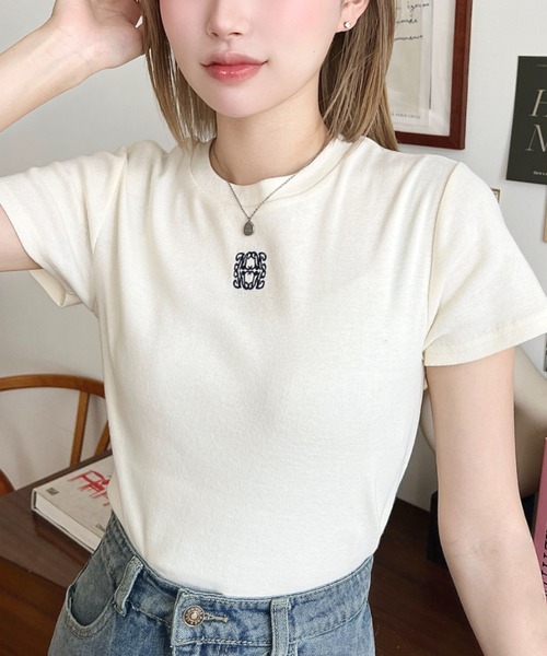 moment+ tシャツ ワンポイント刺繍チビTシャツ レディース : ZOZOTOWN