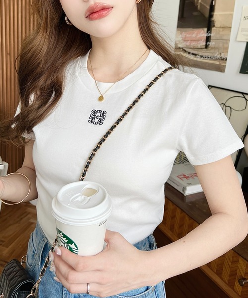 moment+ tシャツ ワンポイント刺繍チビTシャツ レディース : ZOZOTOWN