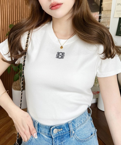 moment+ tシャツ ワンポイント刺繍チビTシャツ レディース : ZOZOTOWN