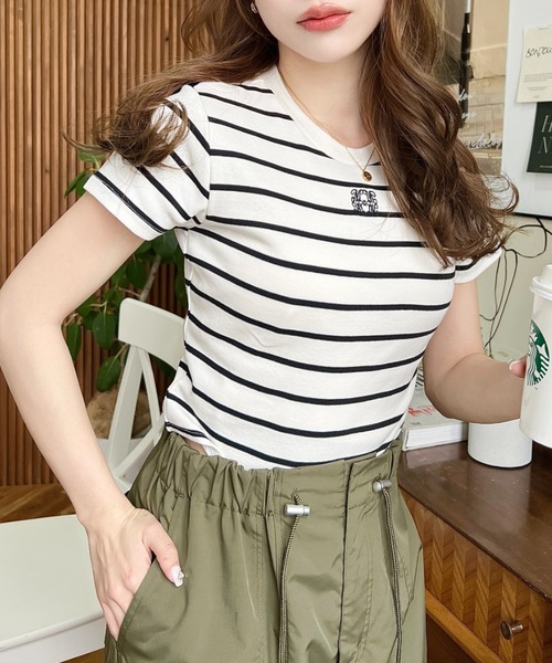 tシャツ Tシャツ ワンポイント刺繍チビTシャツ レディース : 79909073 