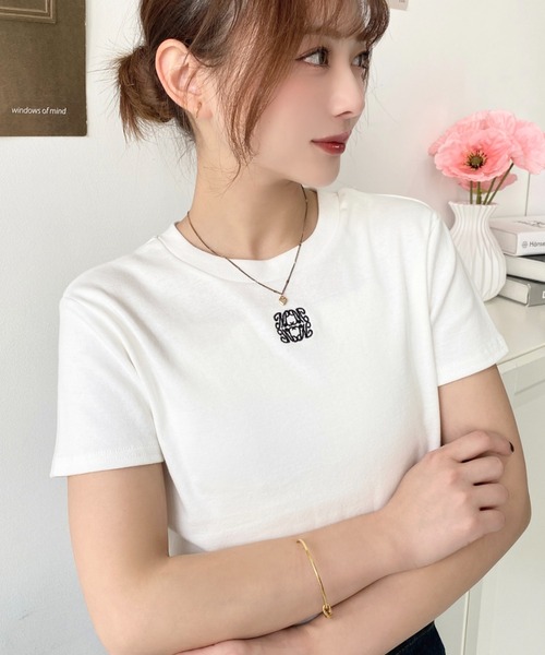 moment+ tシャツ ワンポイント刺繍チビTシャツ レディース : ZOZOTOWN