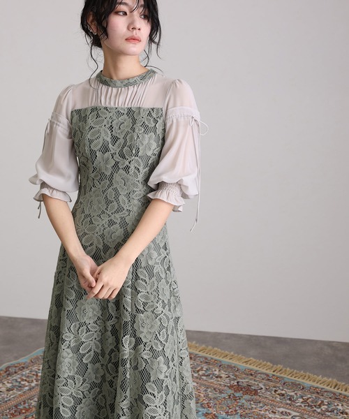 atlo（アトロ） ドレス 七分袖＆ロング パーティードレス ビスチェ風