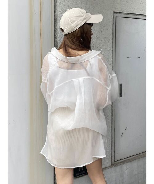 MURUA（ムルーア） ブラウス シャツ シアーシャイニーボリューム