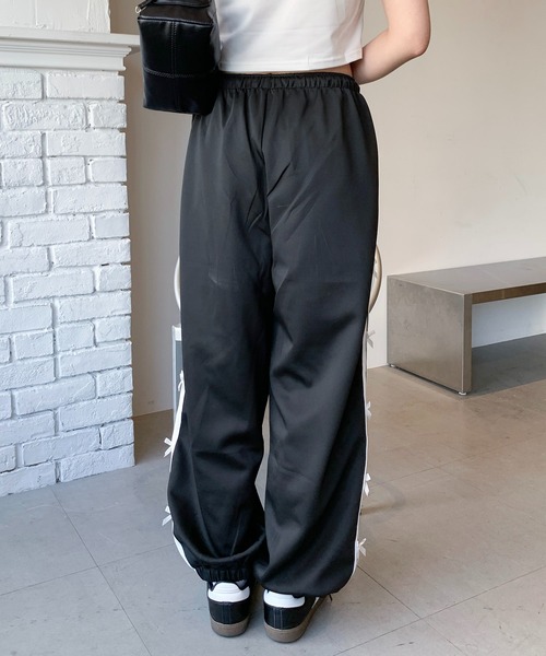 スウェットパンツ ジャージ リボン付き サイドラインジャージ