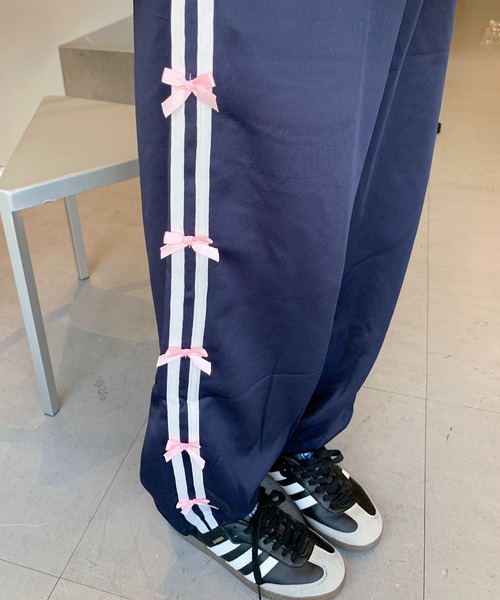 ワイドレッグジャージ スウェットパンツ サイドライン 1858 CITEN＞ワイドレッグトラックジャージパンツ