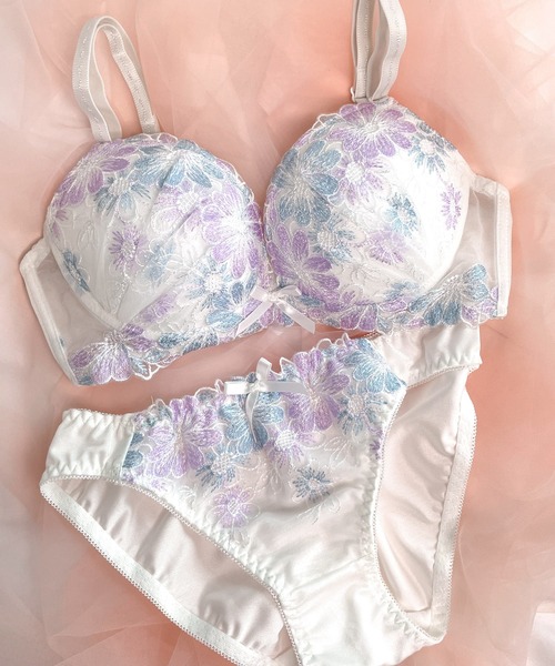 4点セット★ ★ブラ＆ショーツセット ニッセン ブラショーツセット 花柄 刺しゅう ブラジャー