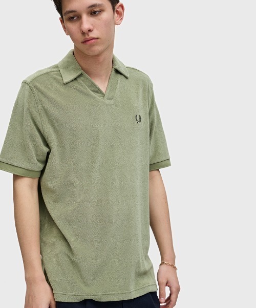 FRED PERRY RIBBED SHIRT ポロシャツ KHAKI カーキ FRED PERRY