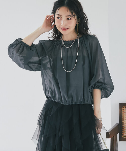 タグ付き新品　La boutique BonBon スリーブシアーブラウス La boutique Bonbon（ラブティックボンボン） シャツ ブラウス シアー