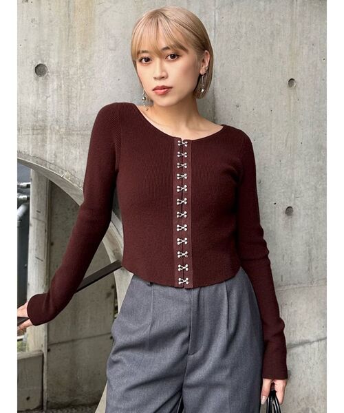 MURUA ニット セーター フロントホックリブニット レディース