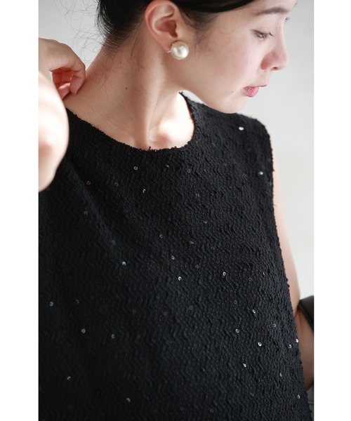 cawaii ワンピース スパンコールが優しく煌めくツイード風キレイめ