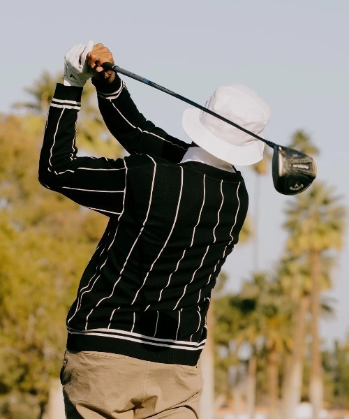 DEVEREUX GOLF カーディガン コットンストライプカーディガン
