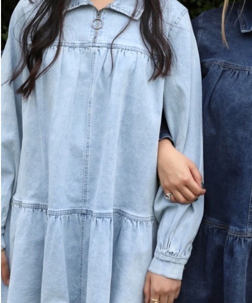 SOOR PLOOM デニムワンピース 3y ラポミ プチ LA POMME petit Square Collar Denim One Piece