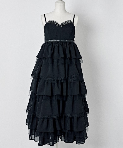 avenchumu ワンピース 黒 AVENCHUMU ワンピース Love tiered dress one piece : ZOZOTOWN