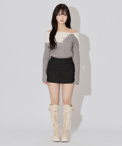 ALLuRing ChaRm スカート Stripe A Line Skirt / Aラインストライプ