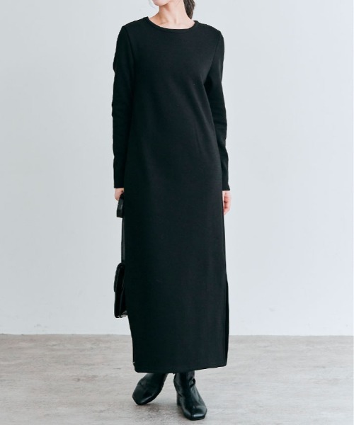 プラスオトハ 裏起毛ブラックロングワンピース ワンピース 裏起毛 ロング 全骨格 : ZOZOTOWN Yahoo!店 - 通販 - Yahoo